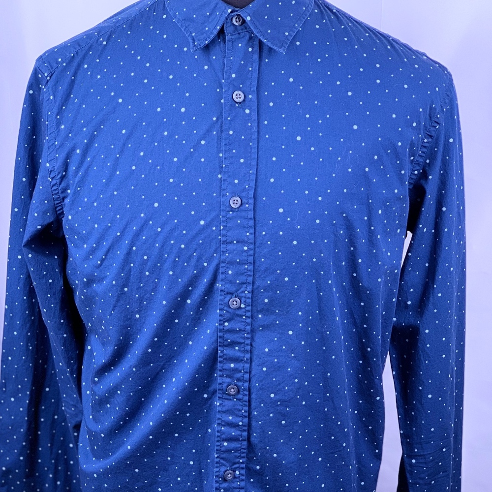 Banana Republic Camden Fit Luxe Blue Dots Shirt